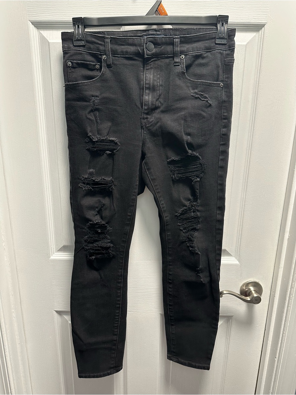 Aeropostale Women’s Black Distressed High-Rise Skinny Jeggings
